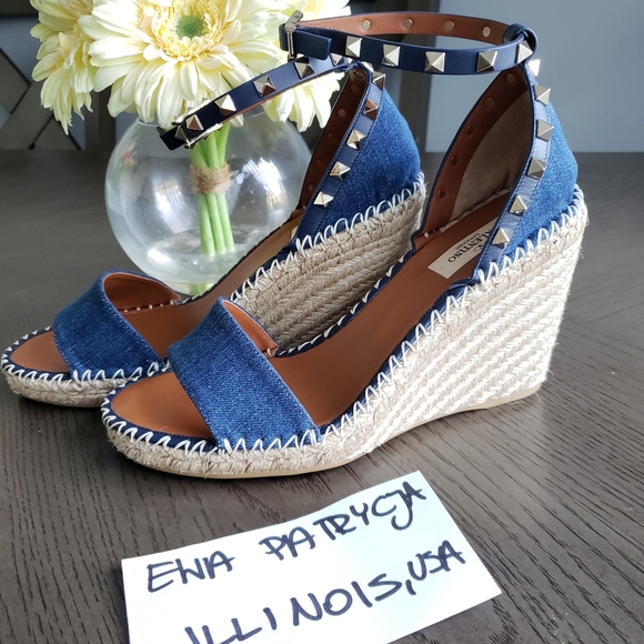valentino denim wedges